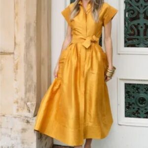 Julia Amory Saffron Silk Dupioni Betty Dress